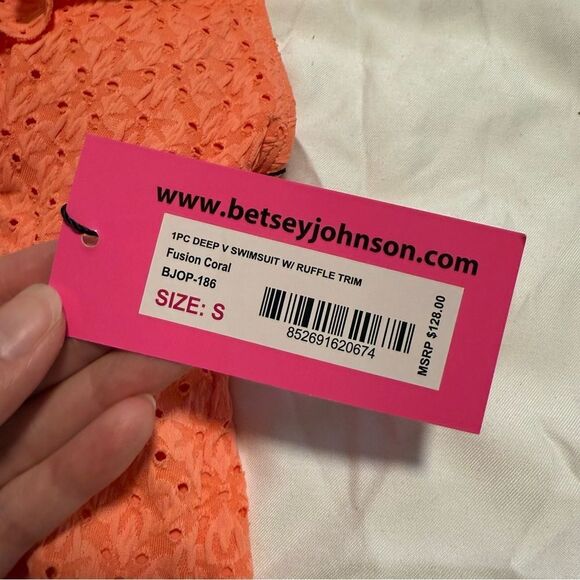 Betsey Johnson Deep V Swimsuit with Ruffled Trim - Picture 4 of 15